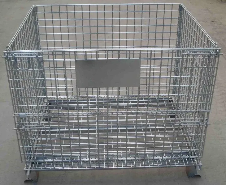 Industry Warehouse Storage Foldable Steel Pallet Baskets Wire Mesh Container